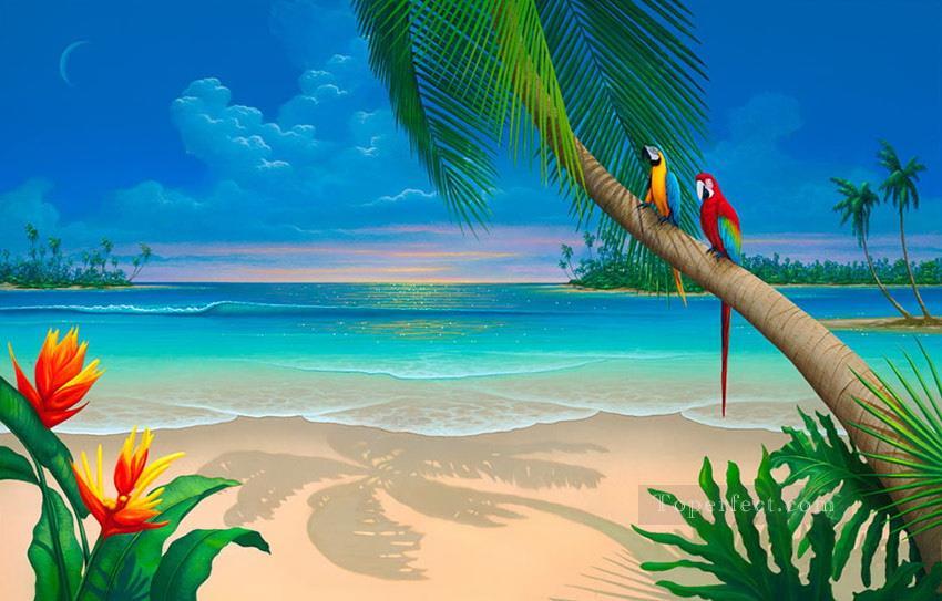 Another Perfect Day of parrot beach Oil Paintings